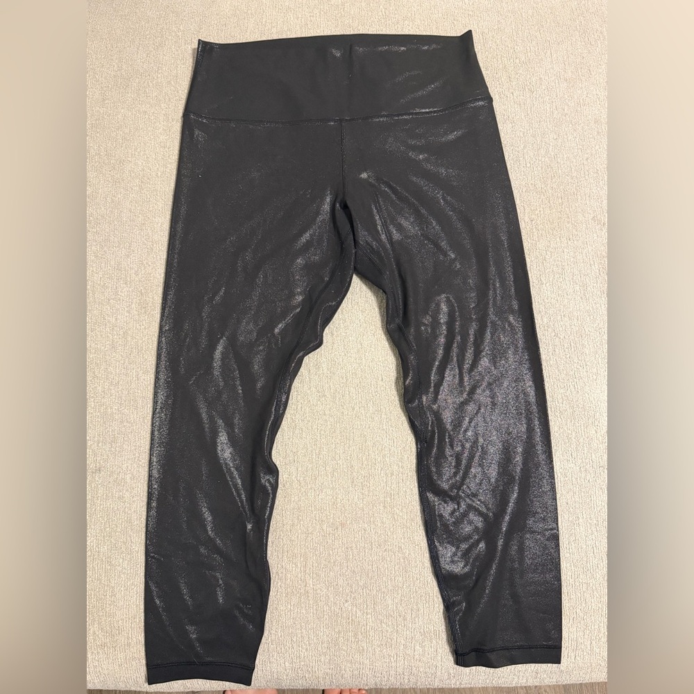 EUC Lululemon Align High Rise Shine Pant Foil In Black Size 14